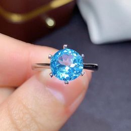 Cluster Rings CoLife Jewelry Real Light Topaz Ring For Engagement 8mm Natural Silver 925