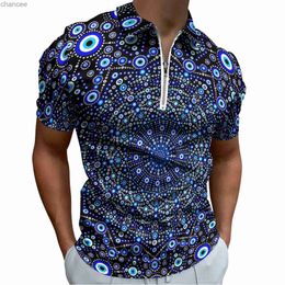 Evil Eye Casual Polo Shirt White And Blue T-Shirts Male Short-Sleeve Print Shirt Date Vintage Oversized Clothes Birthday Present HKD230825