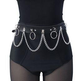 Waist Chain Belts Sexy Women Gothic Hiphop Belt With Harajuku Punk Style Jk Adjustable Disco Dancing Pu Dress Jeans 230825