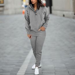 Women's Two Piece Pants Fashion Casual Sets Autumn Winter Outfits Hooded Sweatshirt And Jogger Tracksuit Sweatsuit Set