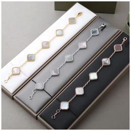 Designer Jewellery Bracelet for Women Four Leaf Grass Plated 18K Gold Agate Chain female High Quality Trinkets Engagement girlfriend holiday gift Wholesale