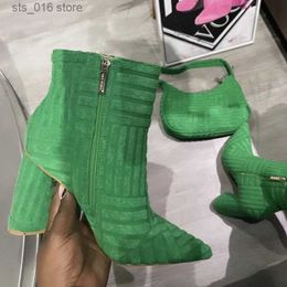 New Heels Brand High 2024 Green Towel Warm Street Style Pointed Toe Fashion Women's Boots T230824 A1fad 8C49d