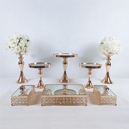 Pcs Gold Electroplate Crystal Cake Stand Set Mirror Metal Cupcake Display Wedding Birthday Party Dessert Plate Rack Other Bakeware261x