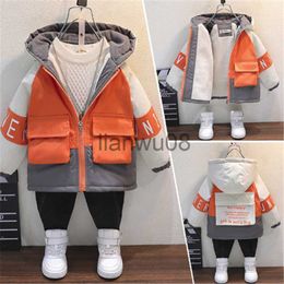 Down Coat Boys Down Outwear Winter Children Fashion Cotton Thick Velvet Hoodies Coats For Baby Boy Kids Warm Jacket Toddler Outfits Parkas x0825