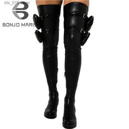 Boots New Brand Design Platform Pocket Bags Thigh High Boots Women Zipper Casual Sexy Fashion Top Quality Over The Knee Boots Woman T230824