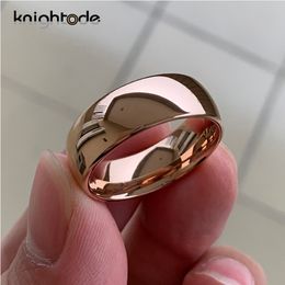 Band Rings Classic Rose Gold Color Tungsten Wedding Ring For Women Men Carbide Engagement Band Dome Polished Finish Width 8mm 6mm 230824