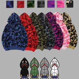 Shark designer hoodie sweater mens women Camouflage jacket Jogger Zipper japanese fashion sportwear Brand hooded sweatshirt tracks277J
