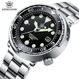 Wristwatches Steeldive SD1975 Candy Color Dial Ceramic bezel 30ATM 300m Waterproof Stainless Steel NH35 Tuna Mens Dive Watch Automatic 230824