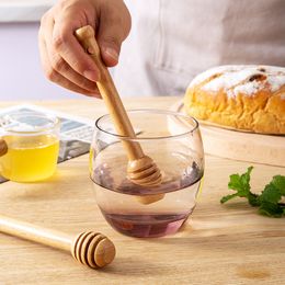 200Pcs Wooden Honey Spoon Cute Honey Dipper Sticks Beech Wood Spoon Honey Syrup Serving Stick for Honey Jar Kitchen Tableware