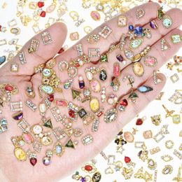 Nail Art Decorations 50pcs 3D Mix Alloy Rhinestones Mixed Metal Jewelry Manicure DIY Decoration Random Designs Gems Accessories