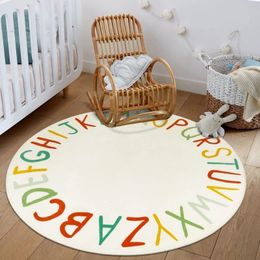 Carpets Round Bedroom Rugs For Kids Room Alphabet Fluffy Carpet Living Plush Nursery Play Mat Children Soft Foot Mats 230825