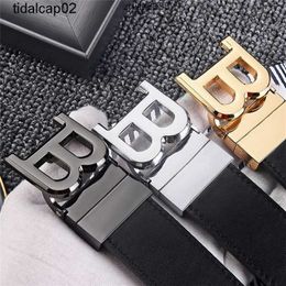 burrberrry red Belts Leather belt Designer mens leather cow B letter net trend fashion young wearing board buckle popular highend