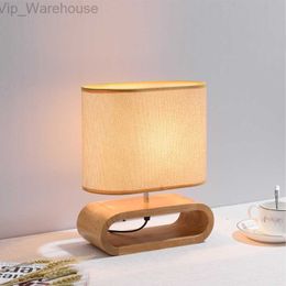 Nordic Holz Tisch Lampe Kreative Moderne Schlafzimmer Nacht LED Licht Wohnzimmer Hotel Japanische Studie Tisch Lampe Leinen Lampenschirm HKD230824