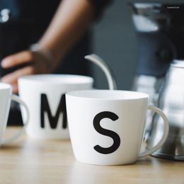 Mugs Bone China White Letter Printed Ceramic With Handgrip Coffee Milk Creative Breakfast Tea Mug Brief Style 450ml High Quality