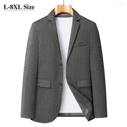 Men's Suits Casual Blazer Coats Fashion Two Buttons Classic Stripe Business Formal Dress Autumn Loose Plus Size Suit Jacket Black Grey