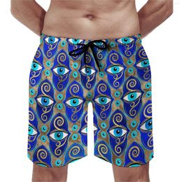 Men's Shorts Board Abstract Evil Eye Cute Swimming Trunks Charm Pattern Man Quick Drying Sports Plus Size Beach Short Pants