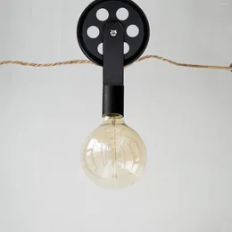 Pendant Lamps Lighting Accessories Pulley Wheel Lamp Black Vintage Industrial Lights Iron Wall Wrought