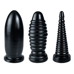 Vibrators Unisex PVC Tower Shape Big Anal Sex Toys Dildo Butt Plug Stopper Suction Cup 3 Different Size for Couples Woman Lesbian Gay Men 230825