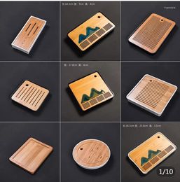 Tea Trays Imitation Ceramic Melamine 1pcs Bamboo Wood Tray Drainage Water Storage Set Room Board Table Chinese Cup Cer