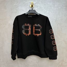 2023 Autumn/Winter New Pure Cotton Letter Printing Sweatshirt Unisex Fashion Trend Round Neck Plate Style A20-1