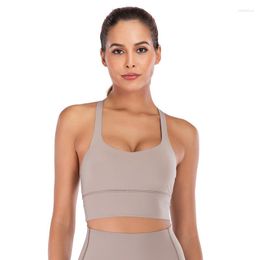 Yoga Outfit With Logo Sports Bra No Steel Ring High Lntensity Training Fitness Vest Back Hollow Breathable Running Top Women