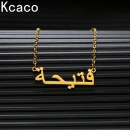 Pendant Necklaces Islam Jewellery Personalised Stainless Steel Gold Colour Chain Custom Arabic Name Necklace Women Bridesmaid Gift 230825