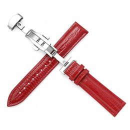 Watch Bands Lizard Patterned Calf Leather Straps 18mm 20mm 22m With Automatic Stainless Steel Butterfly Buckle Band 230825