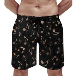 Men's Shorts Music Notes Board Black And Gold Retro Beach Men Pattern Sports Fitness Quick Drying Swimming Trunks Birthday Gift
