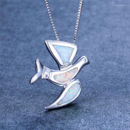 Pendant Necklaces Luxury White Green Opal Animal Necklace Female Small Bird Dainty Silver Colour Chain Wedding For Women