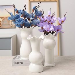 Vases Modern Decor Fashion Ceramic Flower Vase Decoration Rustic Home Aesthetic Room White For