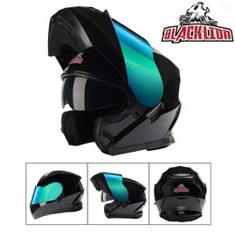 Motorcycle Helmets DOT ECE Approved Genuine Italy BlackLion Modular Flip Up Helmet Men Women Motocross Racing Casco Moto Capacete