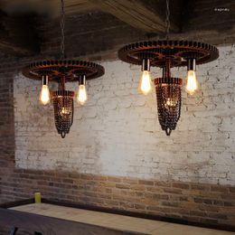 Pendant Lamps Creative Personality Retro Wind Industry Restaurant Bar Cafe Wrought Iron Staircase Lights Three Gears