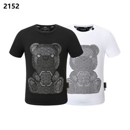 PLEIN BEAR T SHIRT Mens Designer Tshirts Brand Clothing Rhinestone PP Skulls Men T-SHIRT ROUND NECK SS SKULL Hip Hop Tshirt Top Tees 16660