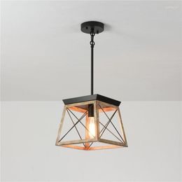 Pendant Lamps American Industrial Retro Metal Square Single Head Chandelier Kitchen Corridor Dining Room Lamp Entrance Chand