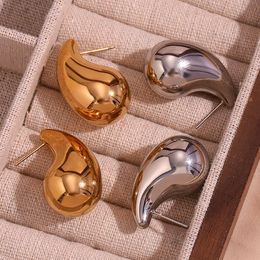 Charm Desinger Bold Stereoscopic Pear Drop Shape Stud Earrings For Woman Hollow Stainless Steel Gold Plated Silver Colour Earring 230824