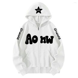 Men's Hoodies Fall Coat Hip Hop Streetwear Jackets With Letter Print Hooded Zipper Elastic Cuffs For Unisex Winter Fashion Oversized
