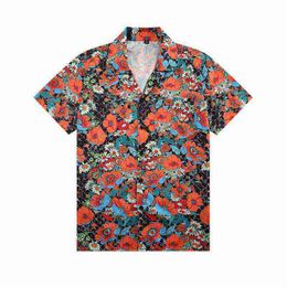 2023 Fashion Hawaii Floral Print Beach Shirts Men's Designer Silk Bowling Shirt Casual Shirts Men Summer Short Sleeve Loose Dress Shirt jx