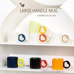 Mugs 2pcs 280ml Two Colour Mug Love Handle Ceramic Household Cup Milk Coffee Creative Tea CupFor Couples Available Different