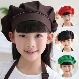 Berets Solid Color Classic Baby Cook Hat Chef Apron Pography Prop Kids Costumes Painter's Dustproof