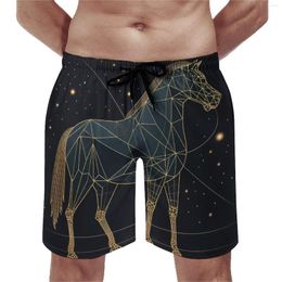 Men's Shorts Horse Board Summer Astro Geometry Minimalist Art Vintage Beach Short Pants Sports Surf Fast Dry Custom Swimming Trunks