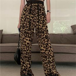 Women's Pants Alien Kitty Thin Leopard Slim Patchwork Summer Chic 2023 Women Wide Leg Office Lady Loose High Waist Trousers