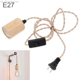 Wood Retro Pendant Light Kit E26/27 Wood Pendant Lamp Holder Vintage Industrial Hanging Light Socket with Switch Wire EU/US Plug HKD230825