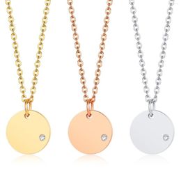 Pendant Necklaces Accented Engravable Disc Necklace For Women Stainless Steel Coin