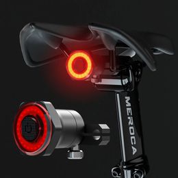 Bike Lights MEROCA Bicycle Smart Sensor Brake TailLights MTB Taillight Rechargeable Rear Light Night Cycling Safety Rear Light Bicycle Light 230824