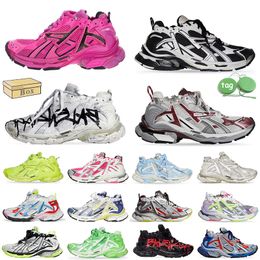 aaa+Top Quality Track Runner 7.0 7 Designers Pairs Casual Shoes Men Womens Transmit Sense Retro Trainers Graffiti Black White Pink Ice Blue Deconstruction Sneakers