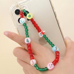 Link Bracelets Go2Boho Mobile Chain Cube Crystal Beaded Heishi Lanyard Jewellery Fashion Phone Strap Year Gift
