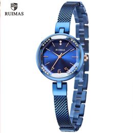 RUIMAS Women's Simple Analogue Blue Watches Luxury Top Brand Quartz Watch Ladies Woman Water Resistant Wristwatch Relogio Girl 225h