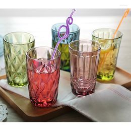 Wine Glasses Engraving Water Glass 3 PCS Cup 240ml 350ml For Juice Milk Drinking European-style Tea Pink Blue Green