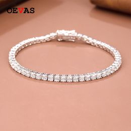 Bangle OEVAS 100% 925 Sterling Silver 3mm High Carbon Diamond Fashion Super Flash Tennis Bracelet Fine Jewelry Gift Wholesale 230824