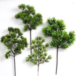 Decorative Flowers Plastic Fake Artificial Pine Needle Cypress Plant Branch Bonsai Ornaments Christmas Wedding Home Office El Decoration